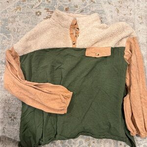 Two-Tone Green and Tan Women's Sweater